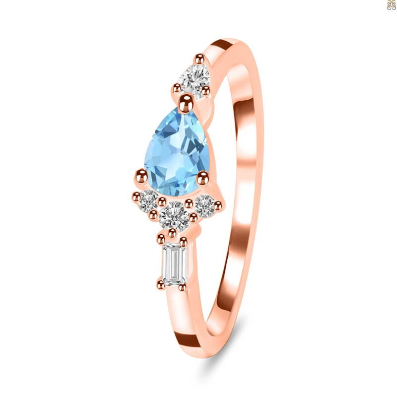 Blue Topaz & White Topaz Ring BTZ-RDR-2389.