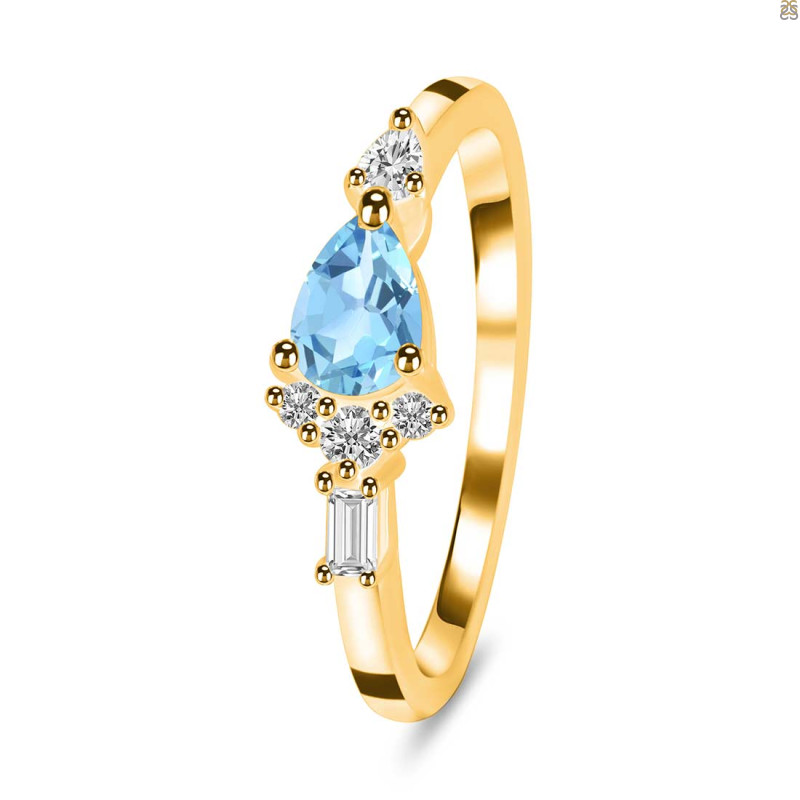 Blue Topaz & White Topaz Ring BTZ-RDR-2389.