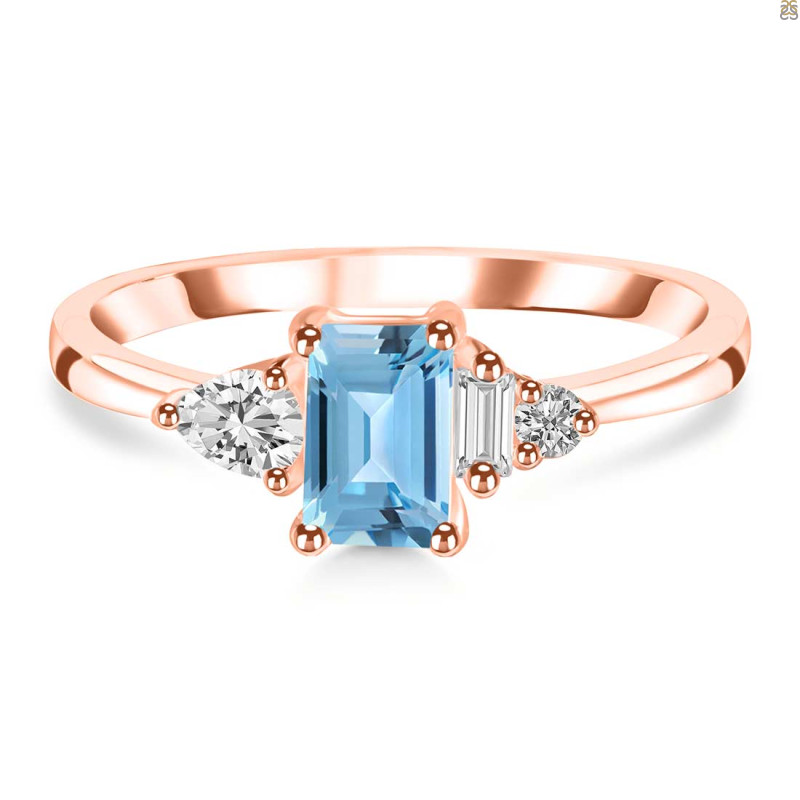 Blue Topaz & White Topaz Ring BTZ-RDR-2397.