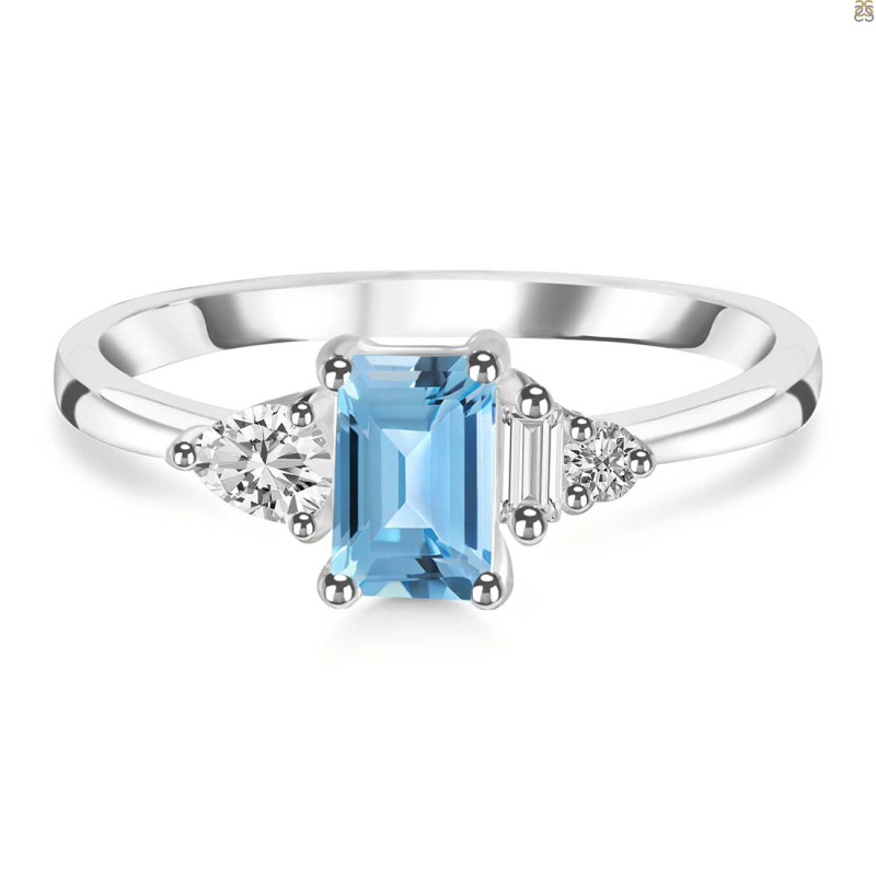 Blue Topaz & White Topaz Ring BTZ-RDR-2397.