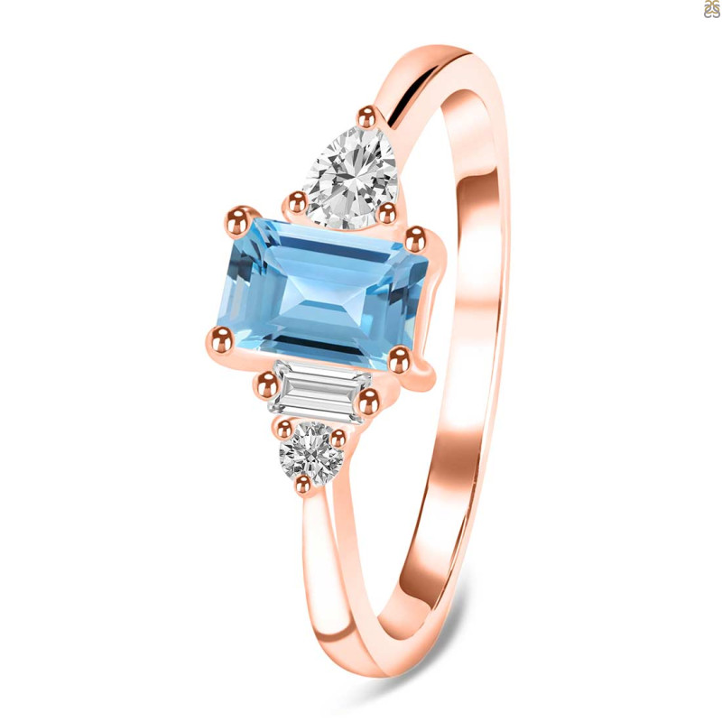 Blue Topaz & White Topaz Ring BTZ-RDR-2397.