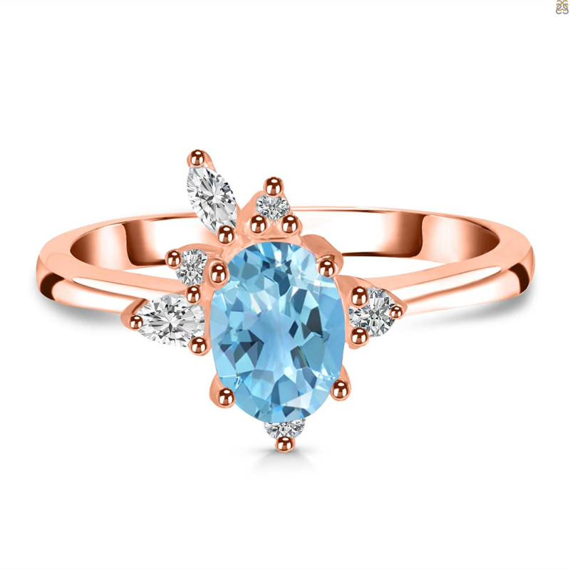 Blue Topaz & White Topaz Ring BTZ-RDR-2398.