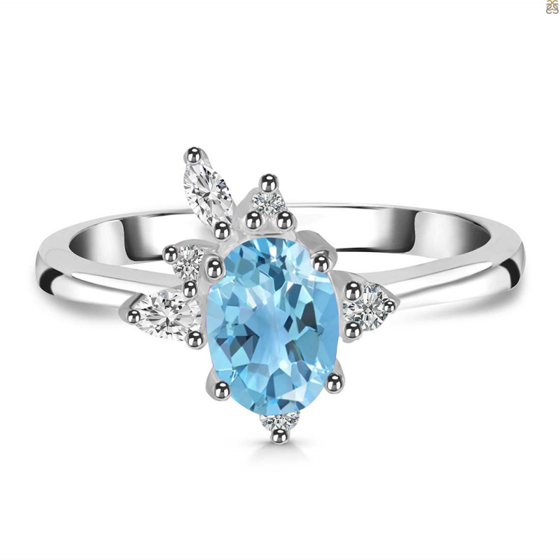 Blue Topaz & White Topaz Ring BTZ-RDR-2398.