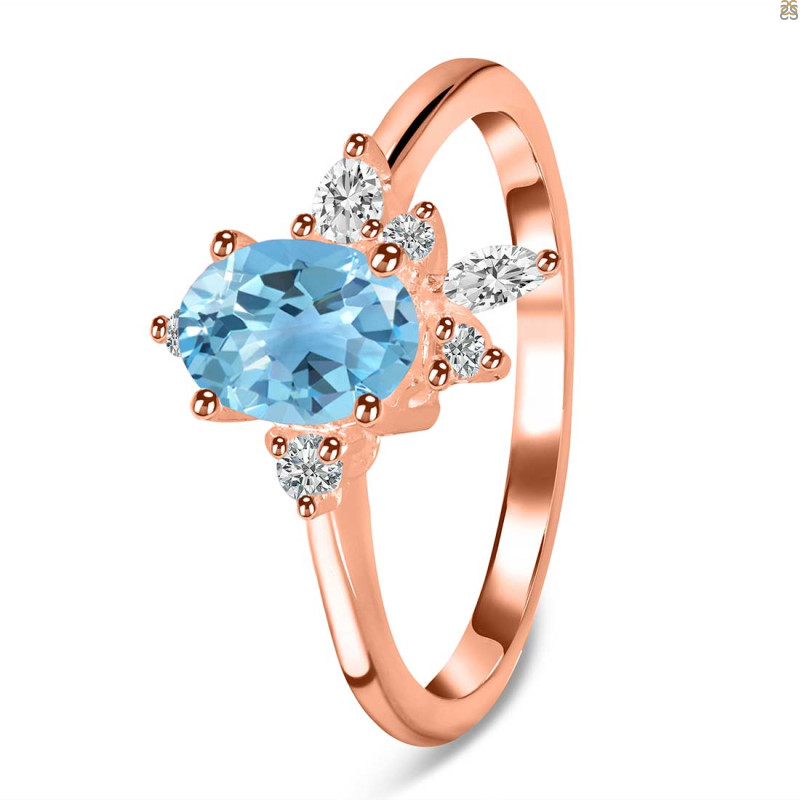 Blue Topaz & White Topaz Ring BTZ-RDR-2398.