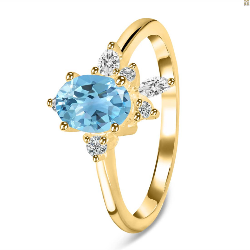 Blue Topaz & White Topaz Ring BTZ-RDR-2398.