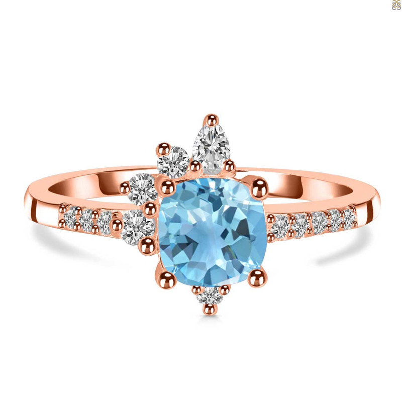Blue Topaz & White Topaz Ring BTZ-RDR-2404.