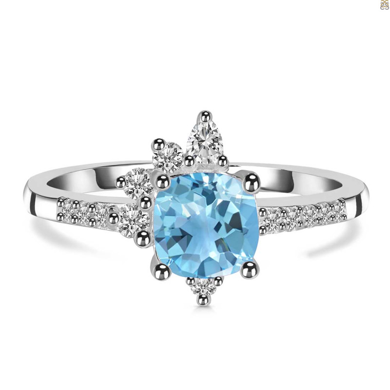 Blue Topaz & White Topaz Ring BTZ-RDR-2404.