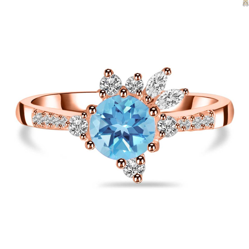 Blue Topaz & White Topaz Ring BTZ-RDR-2406.