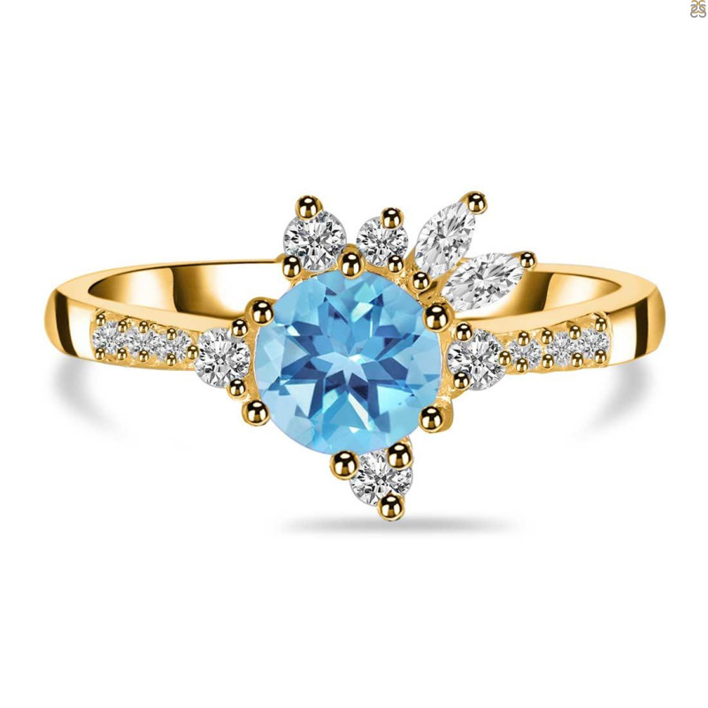 Blue Topaz & White Topaz Ring BTZ-RDR-2406.