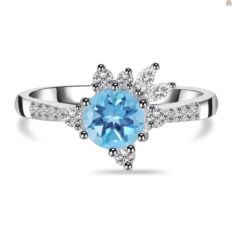 Blue Topaz & White Topaz Ring BTZ-RDR-2406.