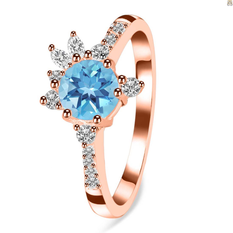 Blue Topaz & White Topaz Ring BTZ-RDR-2406.