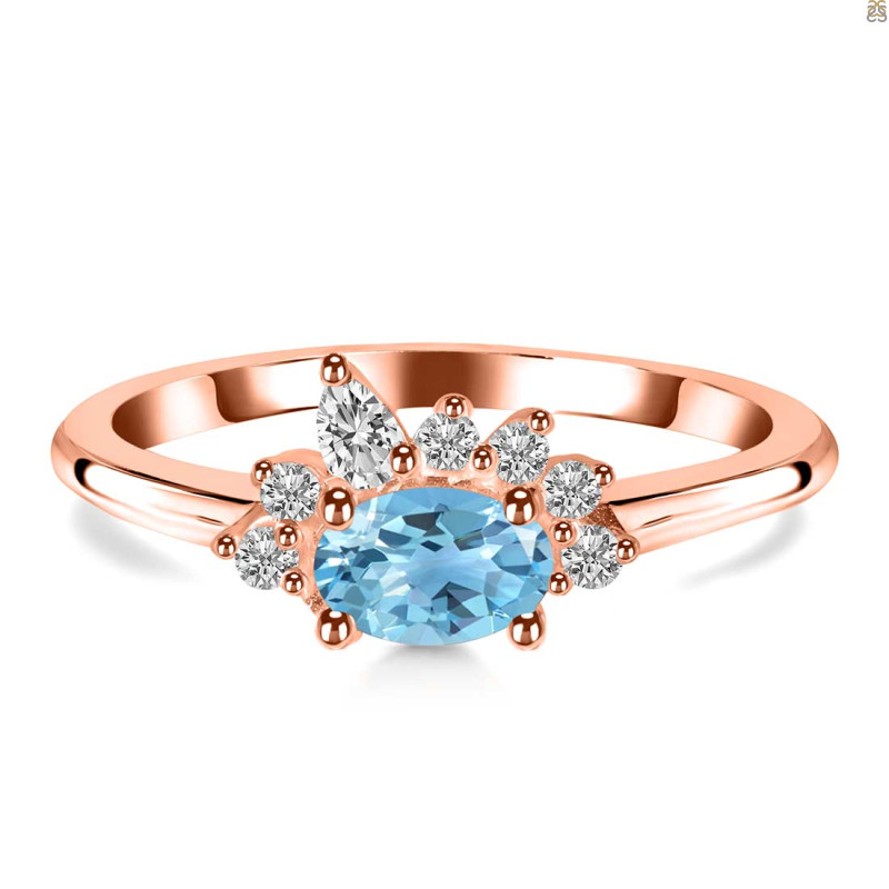 Blue Topaz & White Topaz Ring BTZ-RDR-2418.