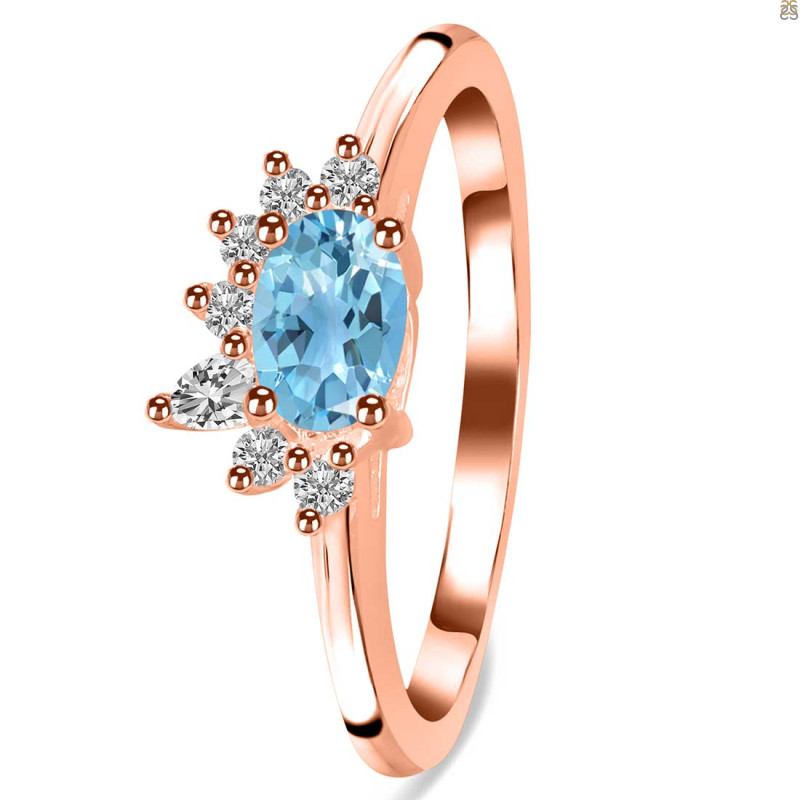 Blue Topaz & White Topaz Ring BTZ-RDR-2418.
