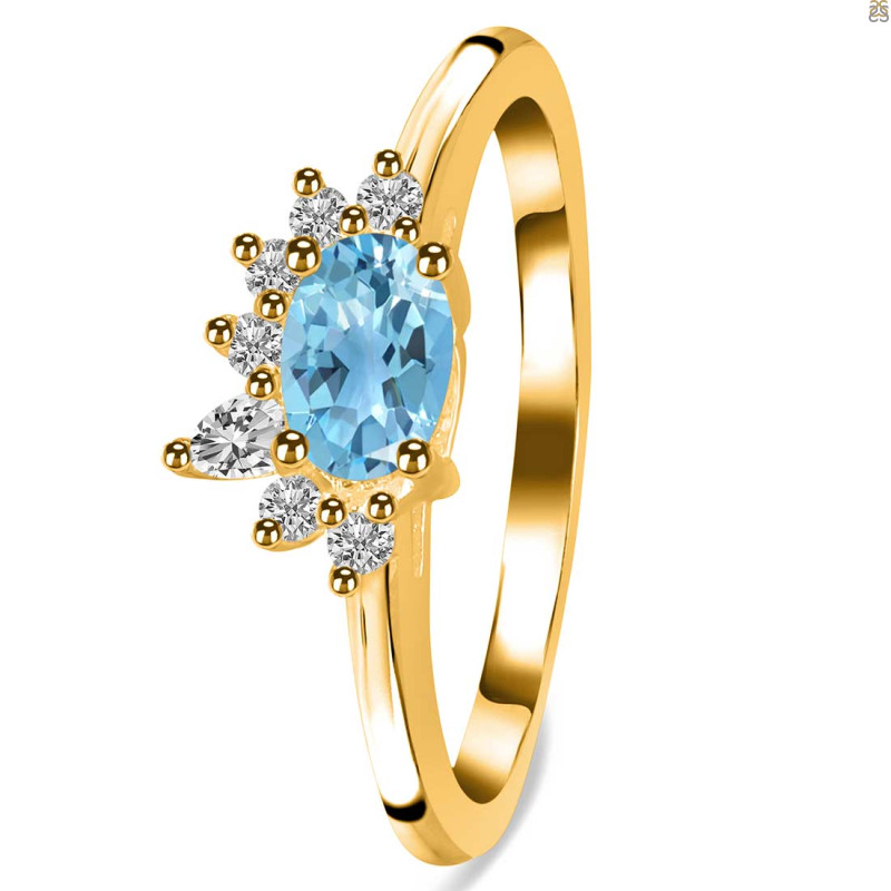Blue Topaz & White Topaz Ring BTZ-RDR-2418.