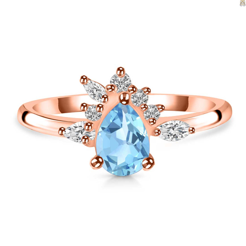 Blue Topaz & White Topaz Ring BTZ-RDR-2431.