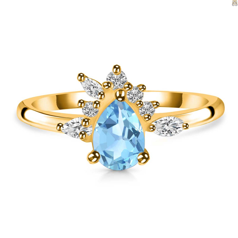 Blue Topaz & White Topaz Ring BTZ-RDR-2431.