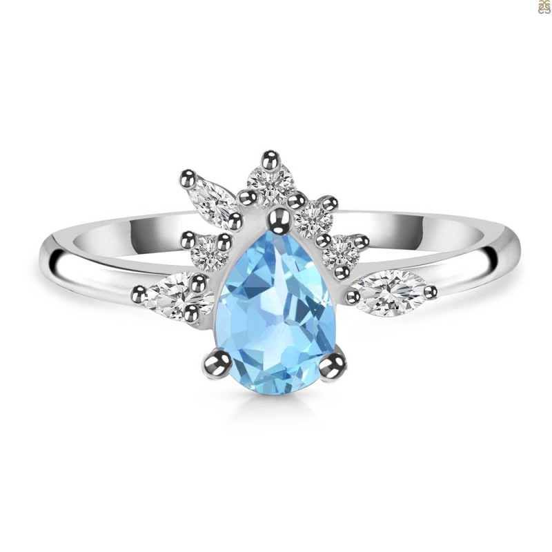 Blue Topaz & White Topaz Ring BTZ-RDR-2431.