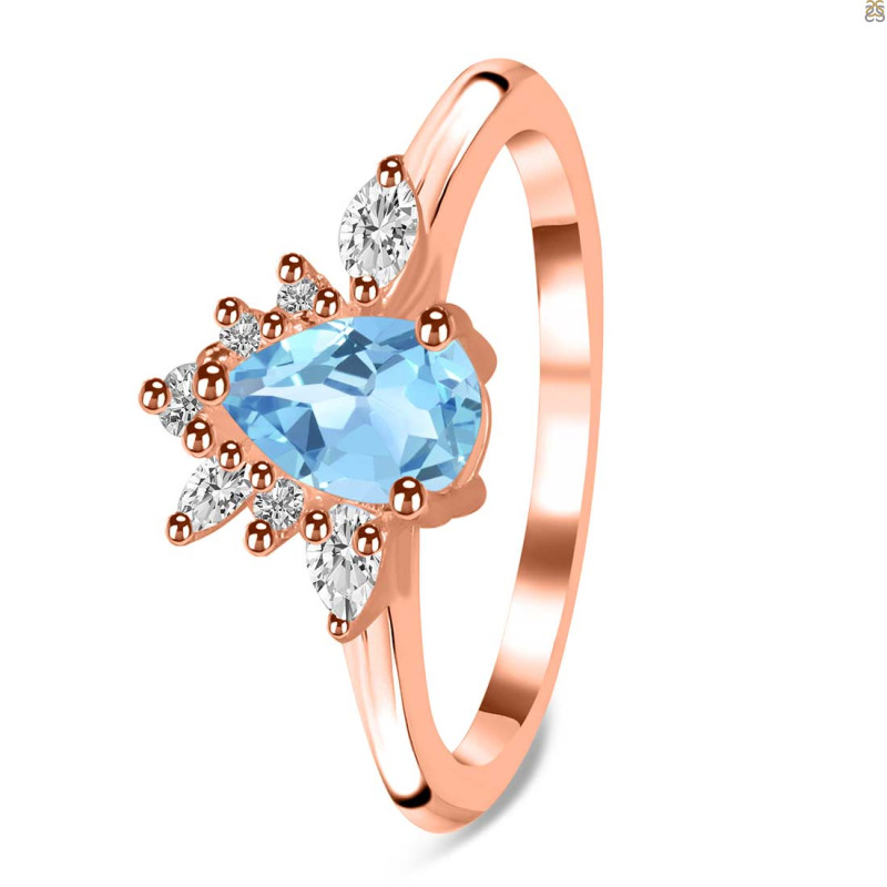 Blue Topaz & White Topaz Ring BTZ-RDR-2431.