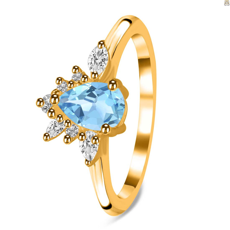Blue Topaz & White Topaz Ring BTZ-RDR-2431.