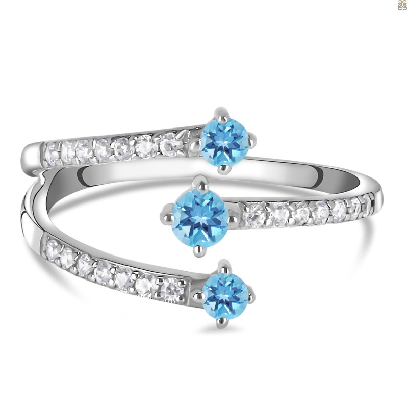Blue Topaz & White Topaz Ring BTZ-RDR-2520.