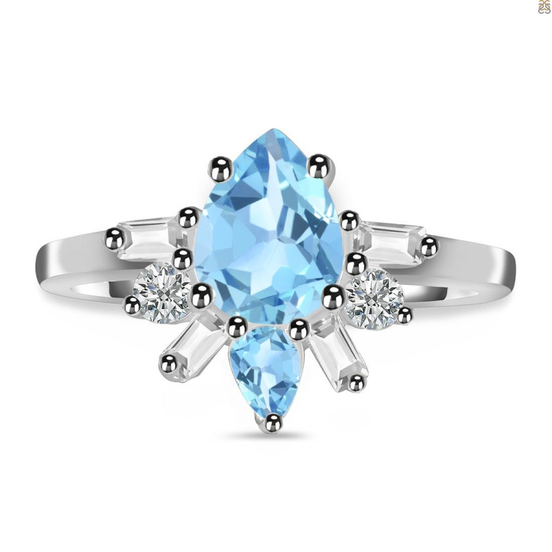 Blue Topaz & White Topaz Ring BTZ-RDR-2521.