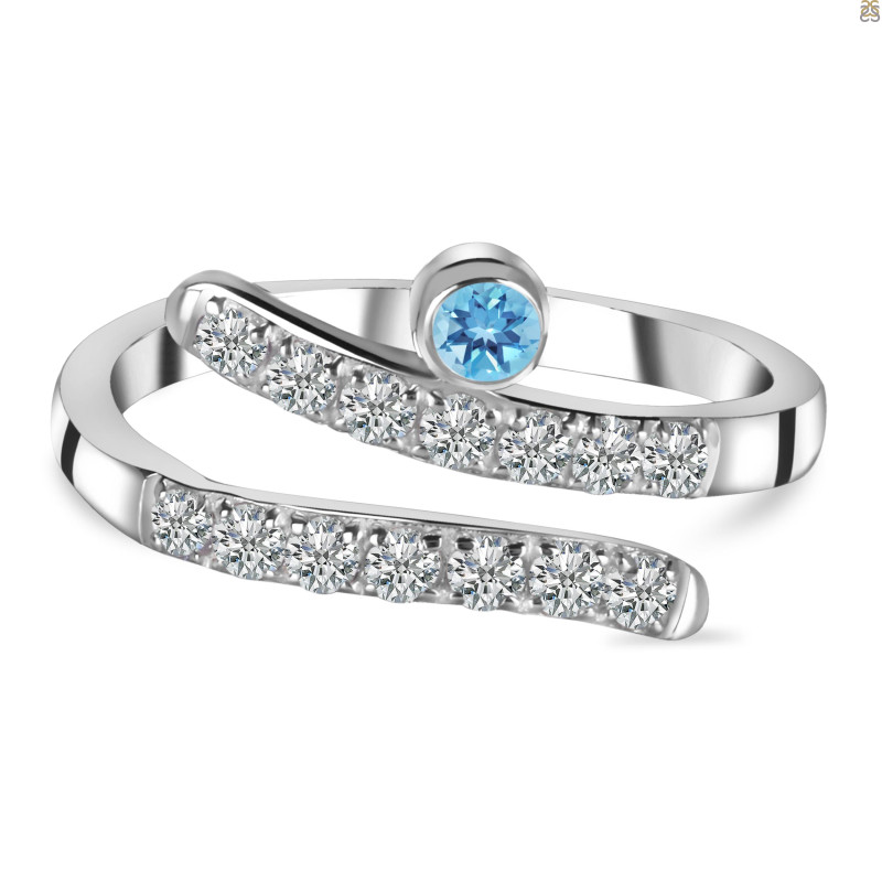 Blue Topaz & White Topaz Ring BTZ-RDR-2526.