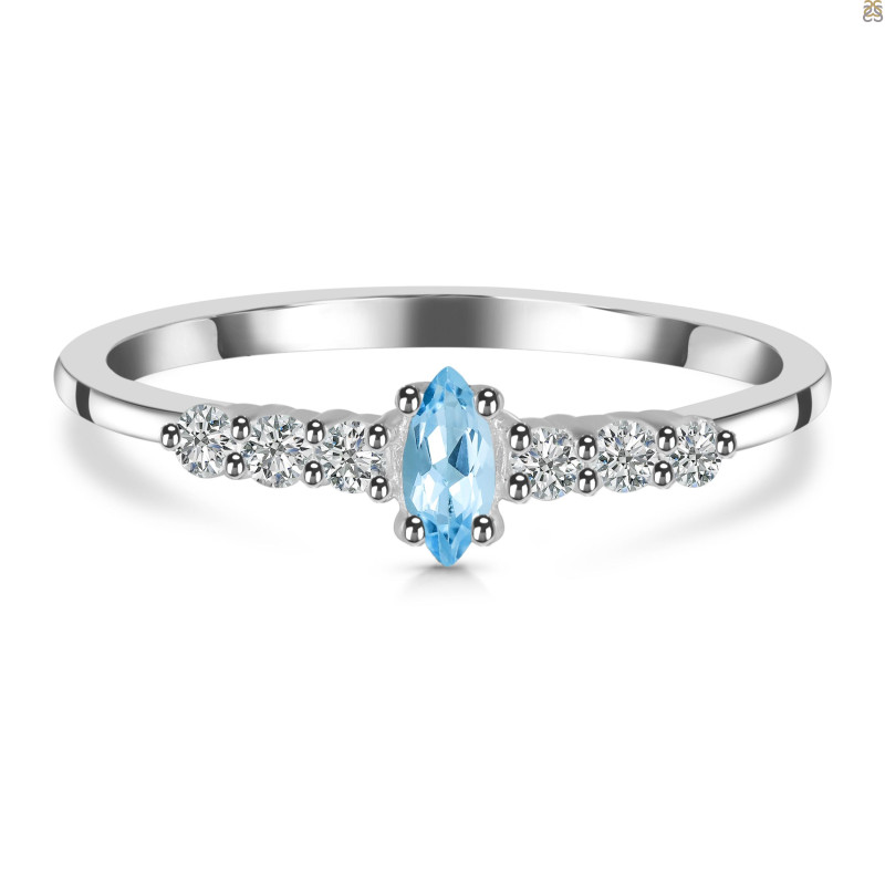 Blue Topaz & White Topaz Ring BTZ-RDR-2532.