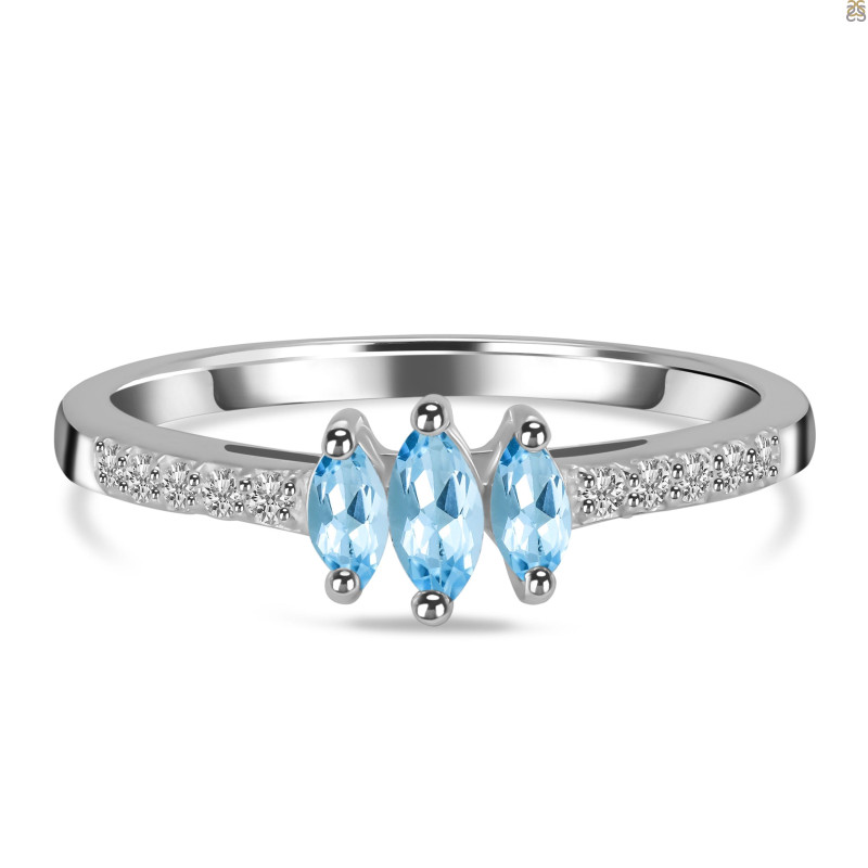 Blue Topaz & White Topaz Ring BTZ-RDR-2540.