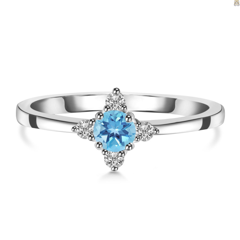 Blue Topaz & White Topaz Ring BTZ-RDR-2541.