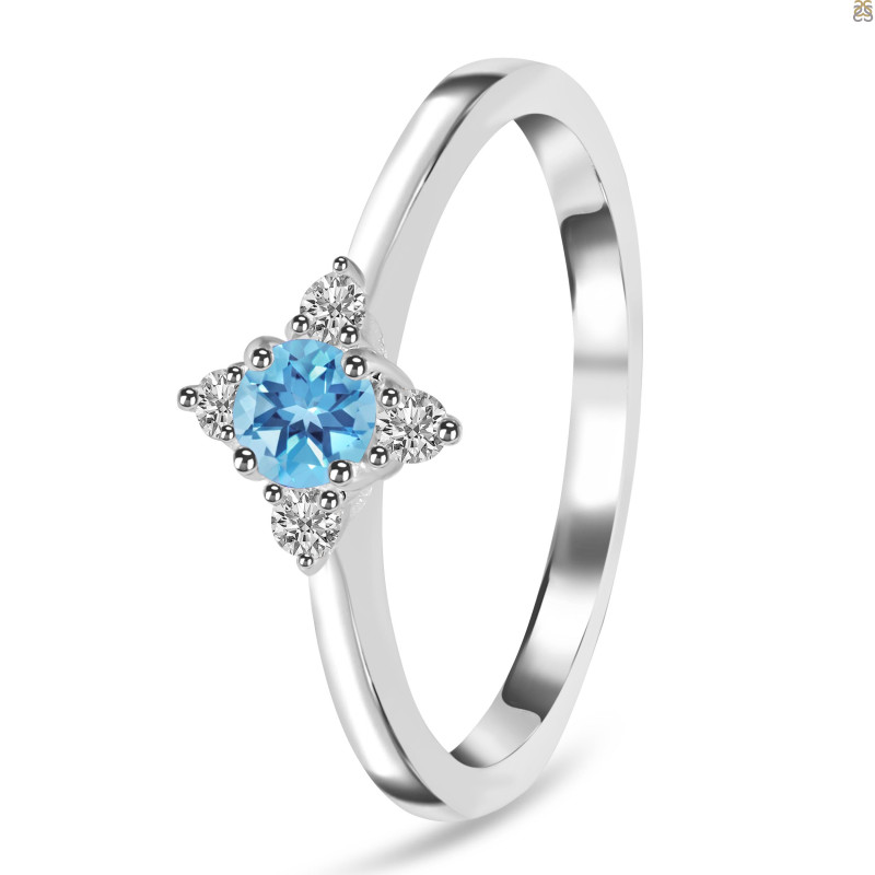 Blue Topaz & White Topaz Ring BTZ-RDR-2541.