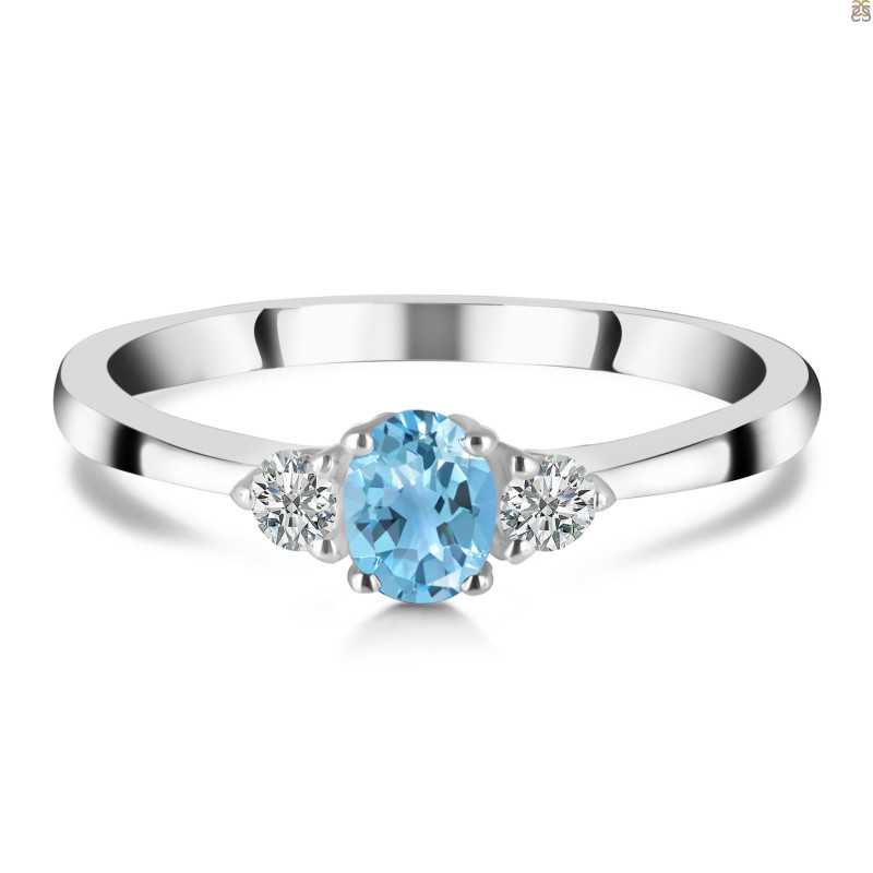 Blue Topaz & White Topaz Ring BTZ-RDR-2542.