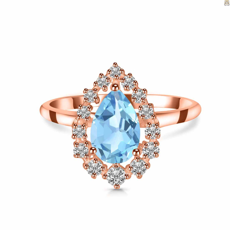 Blue Topaz & White Topaz Ring BTZ-RDR-2770.