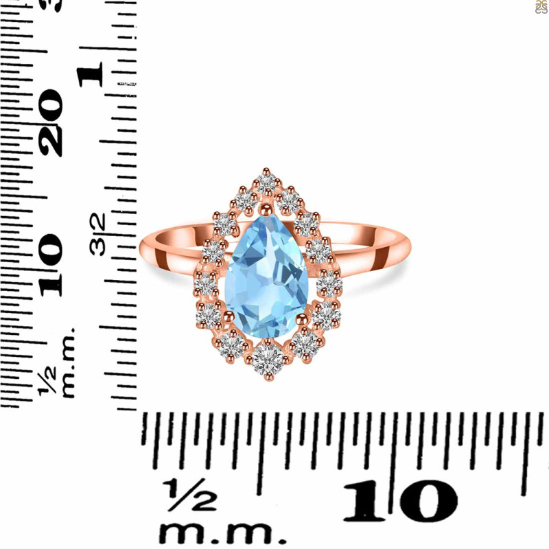 Blue Topaz & White Topaz Ring BTZ-RDR-2770.