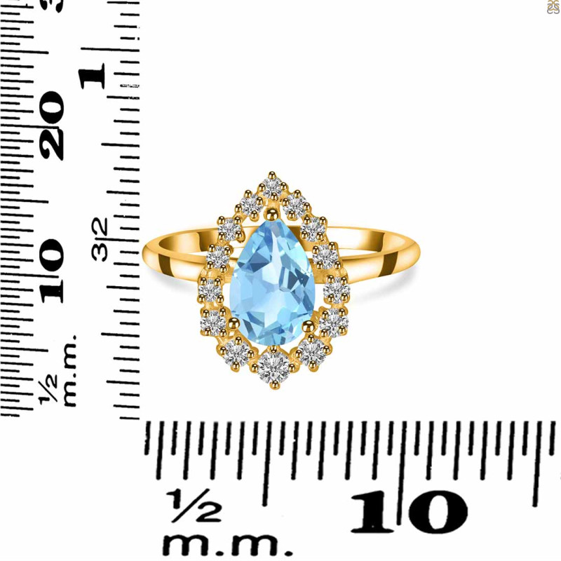 Blue Topaz & White Topaz Ring BTZ-RDR-2770.