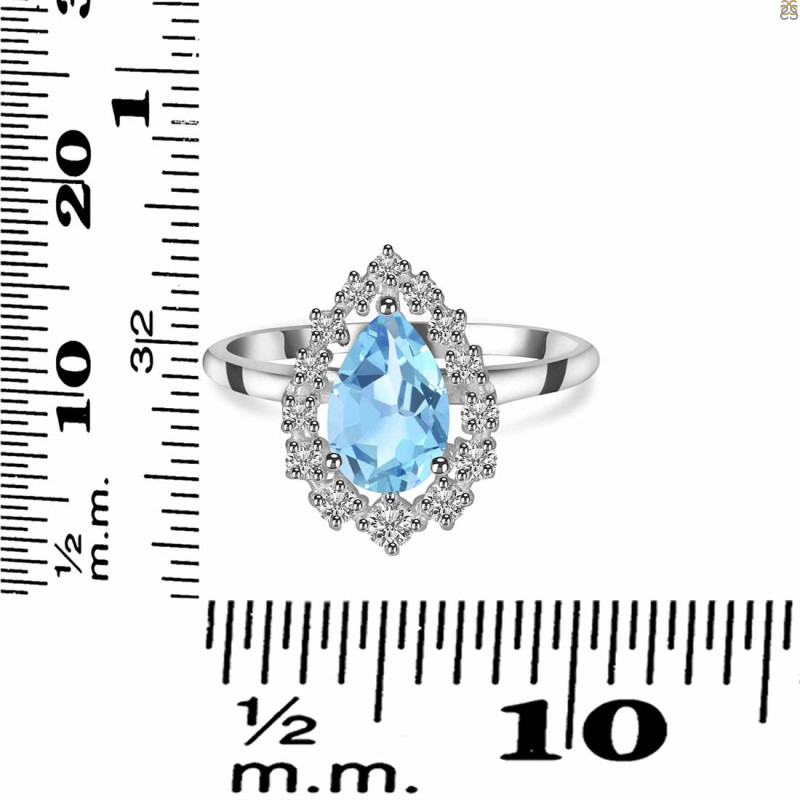 Blue Topaz & White Topaz Ring BTZ-RDR-2770.