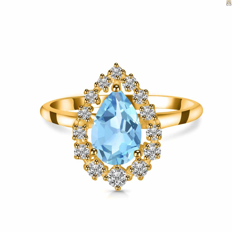 Blue Topaz & White Topaz Ring BTZ-RDR-2770.