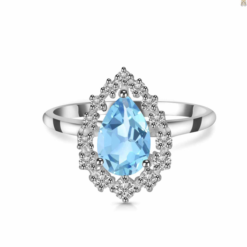 Blue Topaz & White Topaz Ring BTZ-RDR-2770.