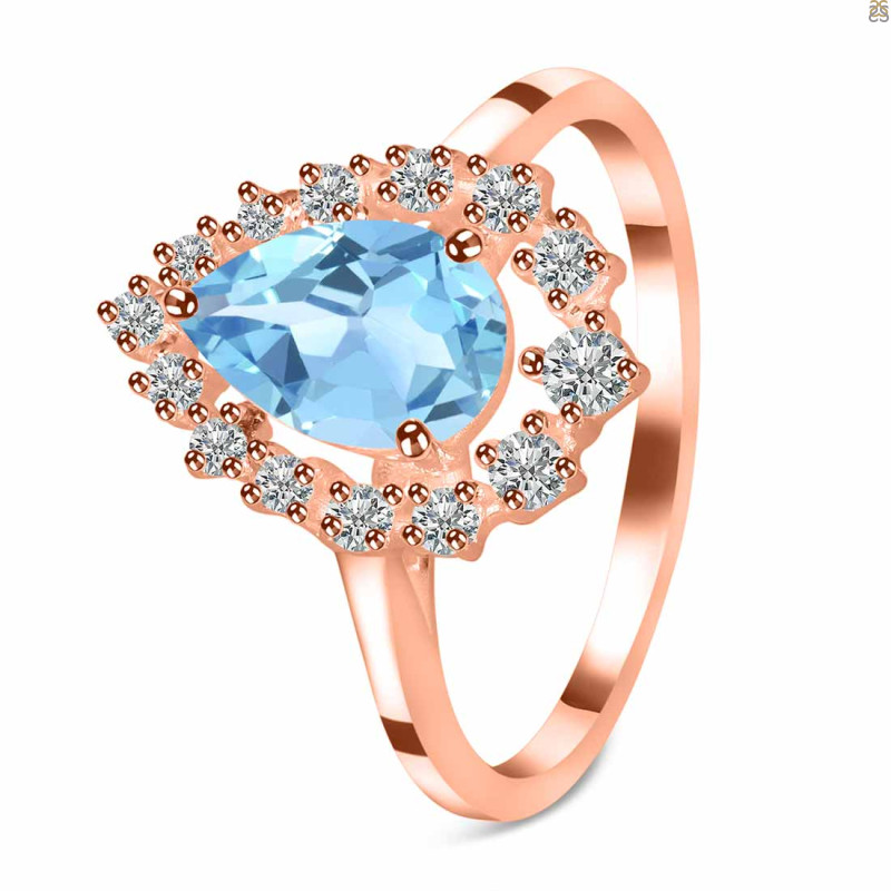 Blue Topaz & White Topaz Ring BTZ-RDR-2770.