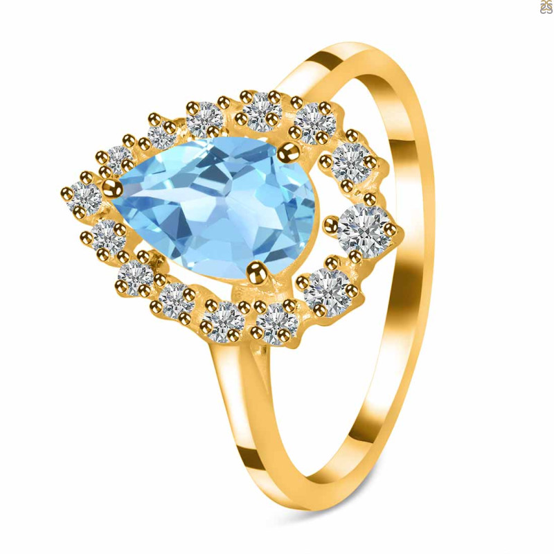 Blue Topaz & White Topaz Ring BTZ-RDR-2770.