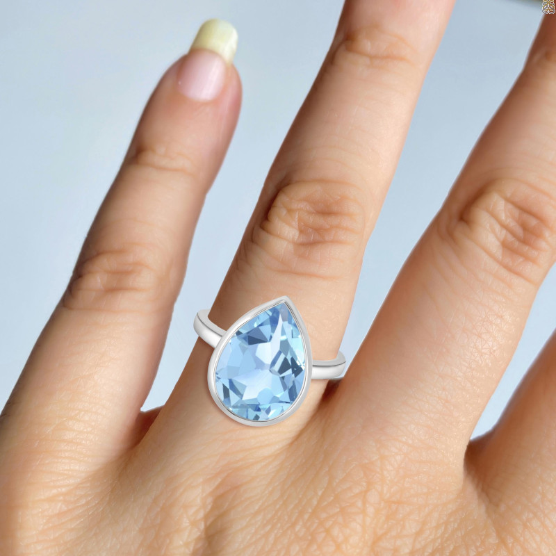 Blue Topaz Ring BTZ-RDR-2855.