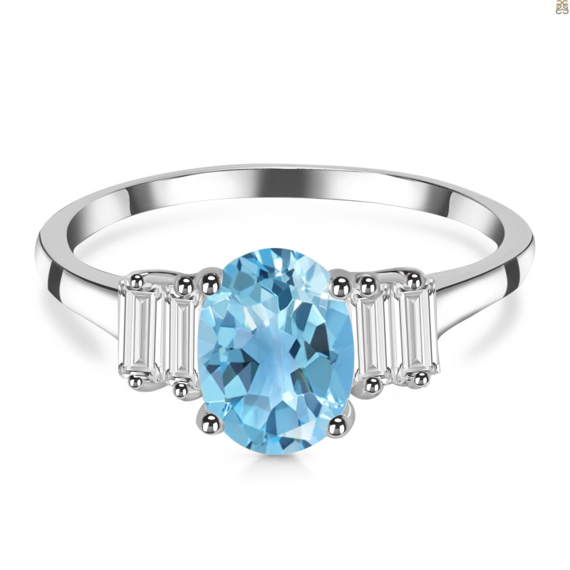 Blue Topaz & White Topaz Ring BTZ-RDR-2861.