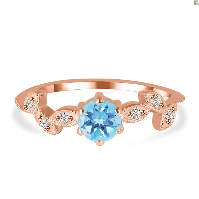 Blue Topaz & White Topaz Ring BTZ-RDR-2981.