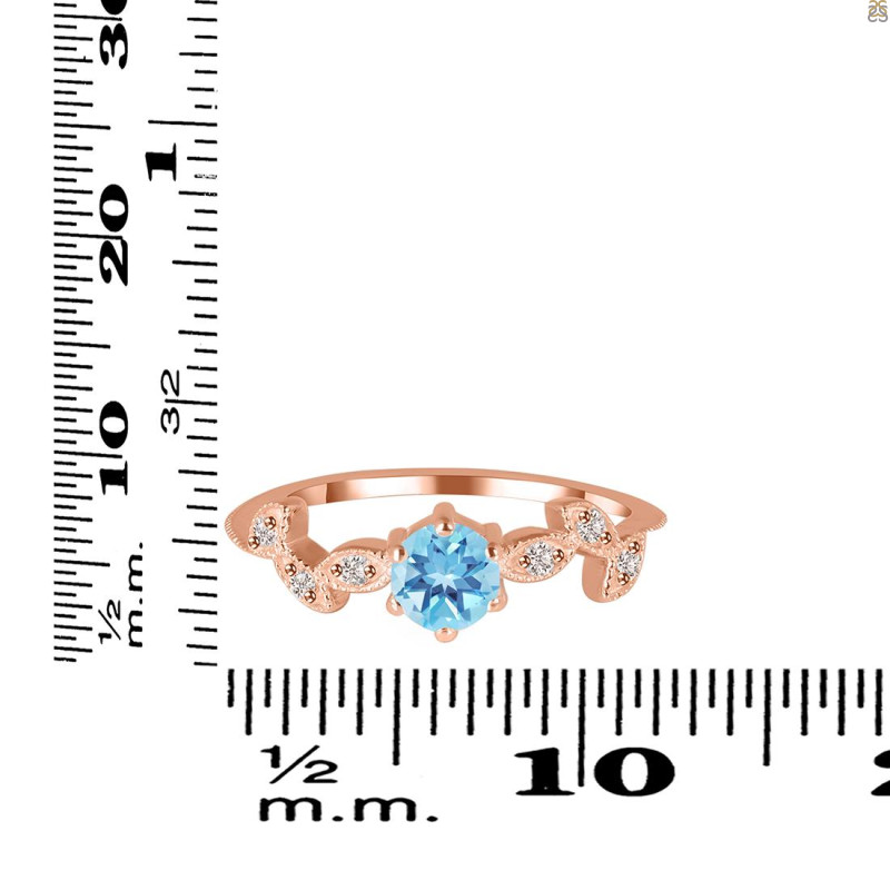 Blue Topaz & White Topaz Ring BTZ-RDR-2981.