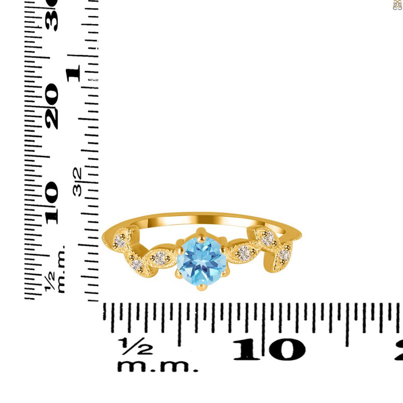 Blue Topaz & White Topaz Ring BTZ-RDR-2981.