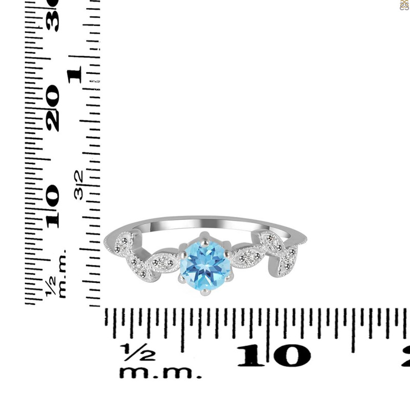 Blue Topaz & White Topaz Ring BTZ-RDR-2981.