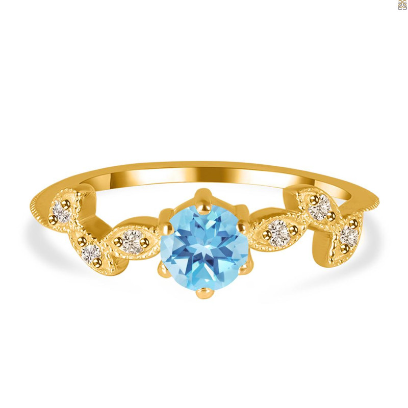 Blue Topaz & White Topaz Ring BTZ-RDR-2981.