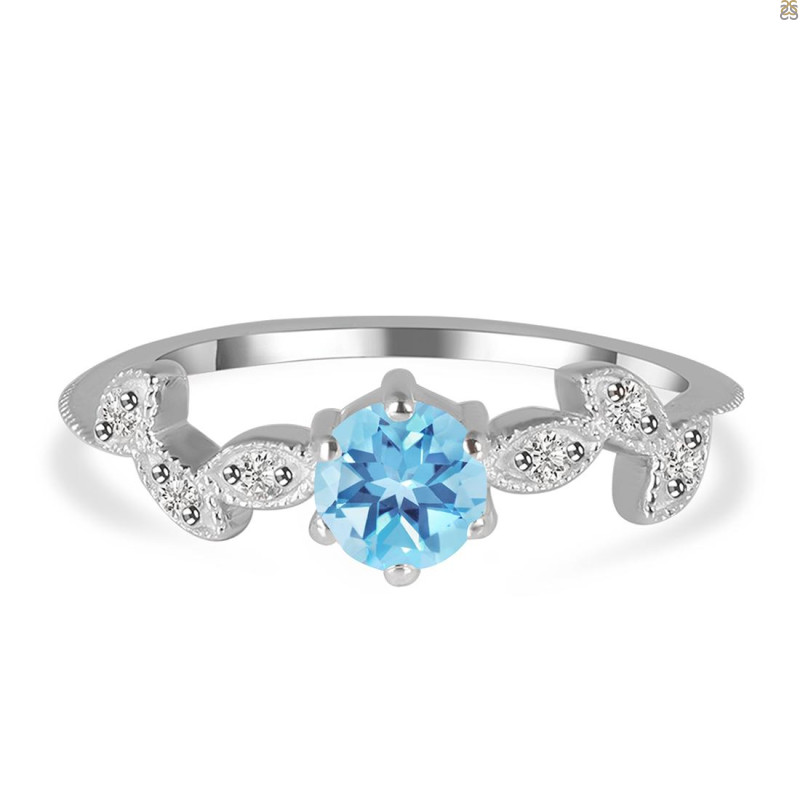 Blue Topaz & White Topaz Ring BTZ-RDR-2981.