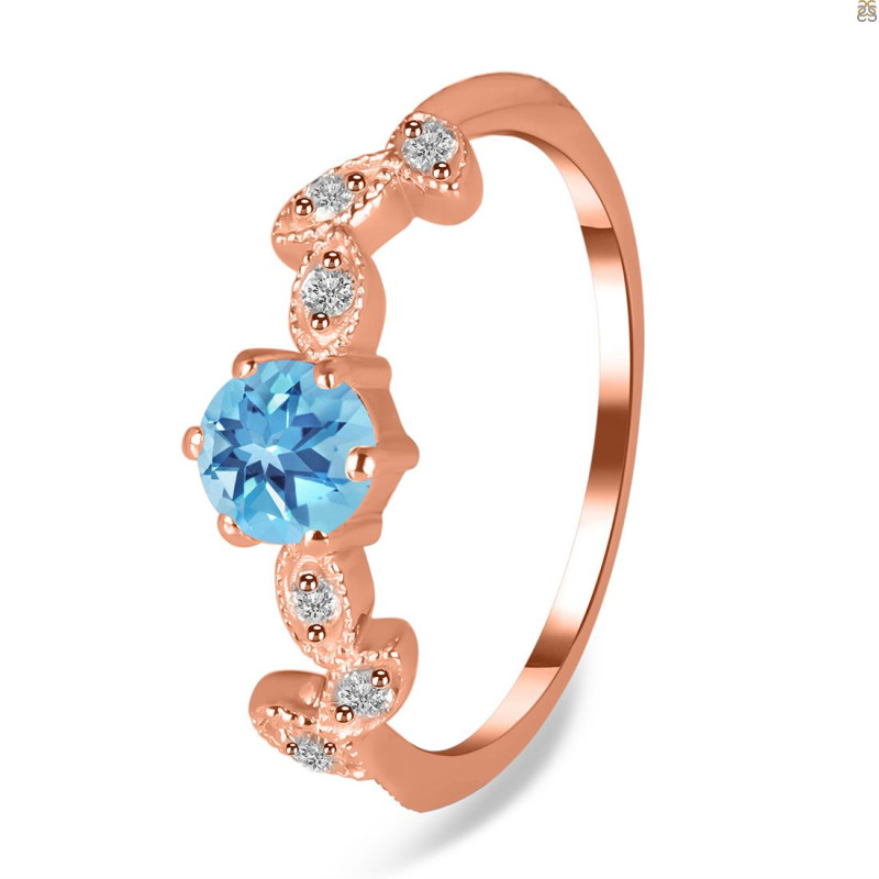 Blue Topaz & White Topaz Ring BTZ-RDR-2981.