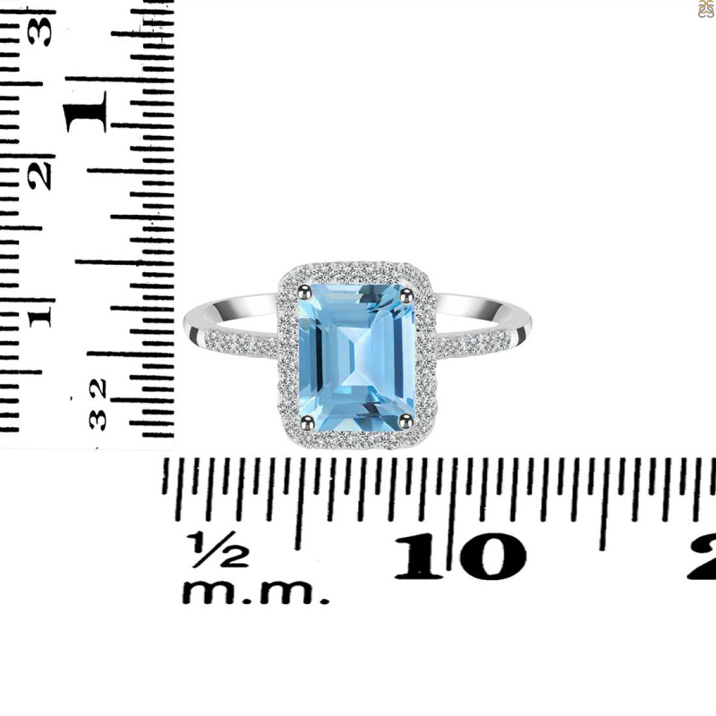 Blue Topaz & White Topaz Ring BTZ-RDR-3071.
