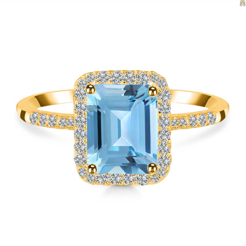 Blue Topaz & White Topaz Ring BTZ-RDR-3071.